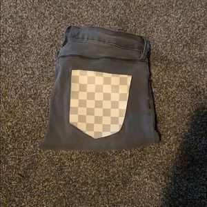 skinny jeans with louis vuitton fabric on pocket
